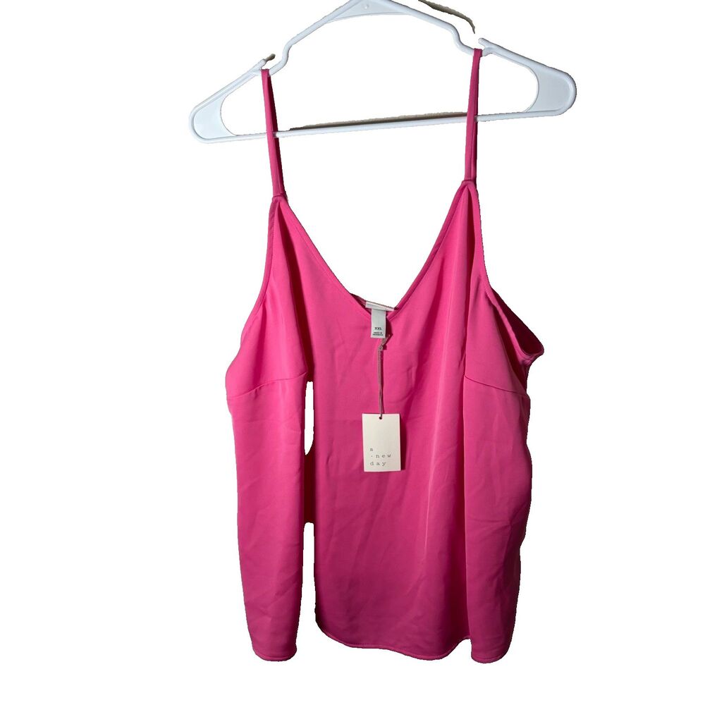 A New Day Tank Top Women's XXL Pink V-Neck Sleeveless Cami V-Neck Casual